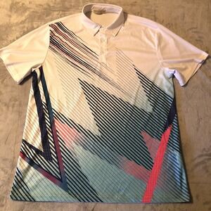 Le Vonfort Polo Shirt Mens Large Geometric Pattern Golf Performance Stretch